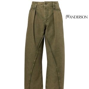 size 26 JW ANDERSON Olive Green Twisted Seam Trousers